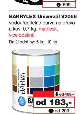 BAKRYLEX Univerzál V2066 vodouředitelná barva na dřevo a kov, 0,7 kg, mat/lesk, více odstínů 