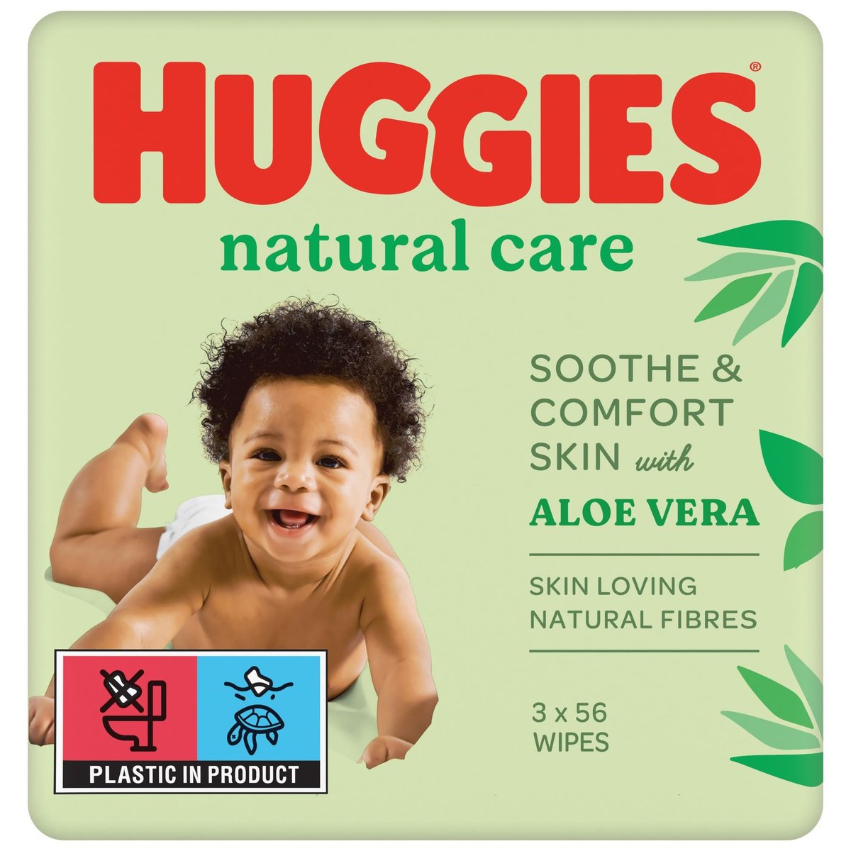 Huggies Natural Aloe Vera Triplo dětské vlhčené ubrousky, 3×56 ks