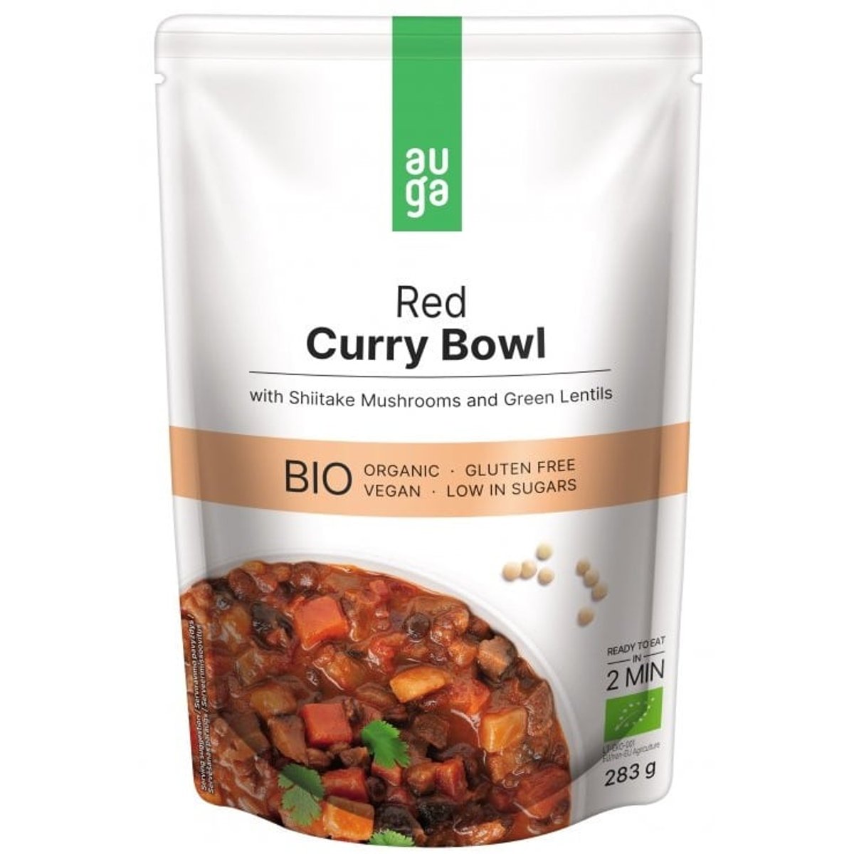 Auga BIO Red curry bowl s červeným kari kořením, houbami shiitake a čočkou