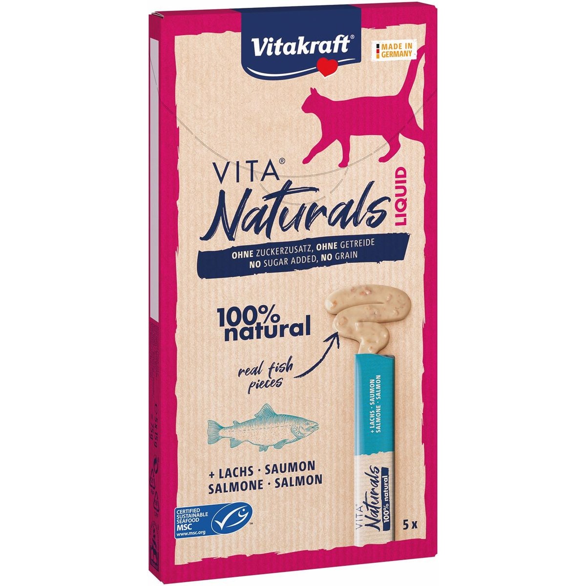 Vitakraft Naturals Liquid Snack Tekutý pamlsek pro kočky s lososem