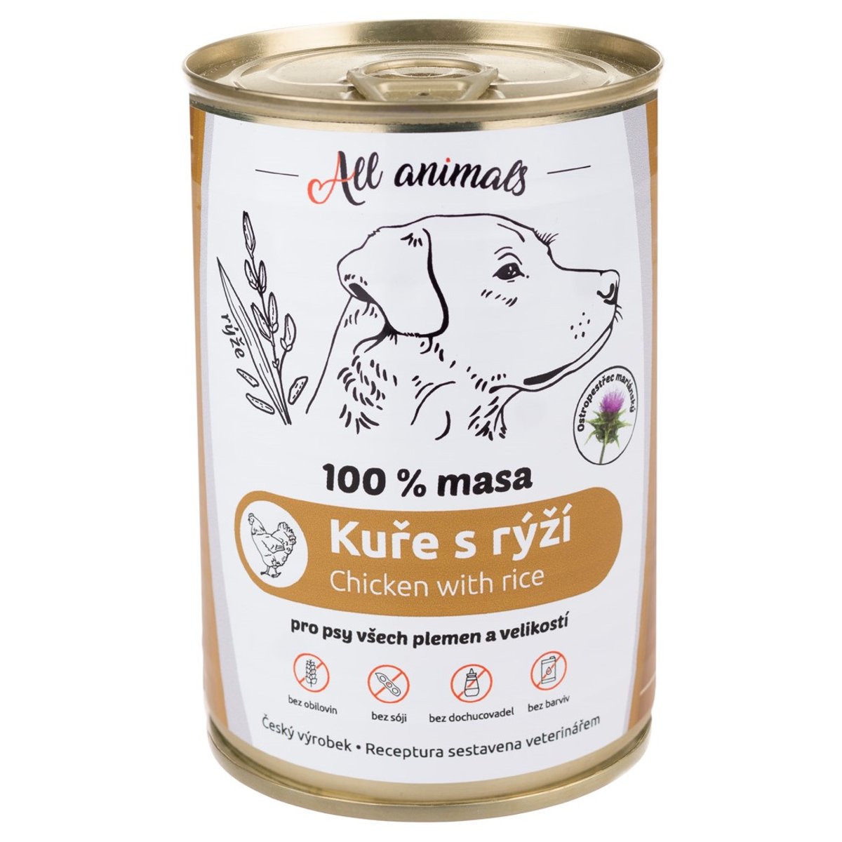 All Animals Kuřecí mleté maso s rýží konzerva pro psy