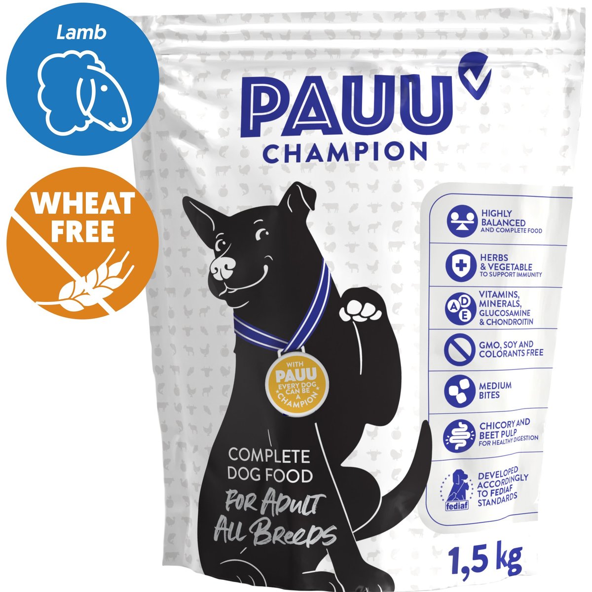 Pauu Champion Sensitive monoprotein granule s čerstvým jehněčím a rýží pro psy