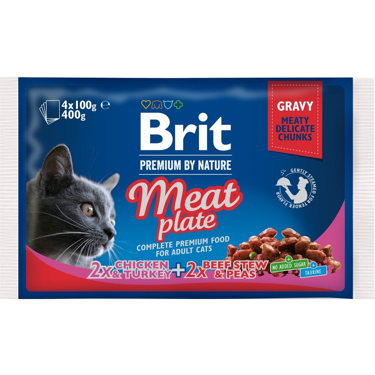 Brit Premium Cat Meat Plate kapsičky pro kočky 4×100 g