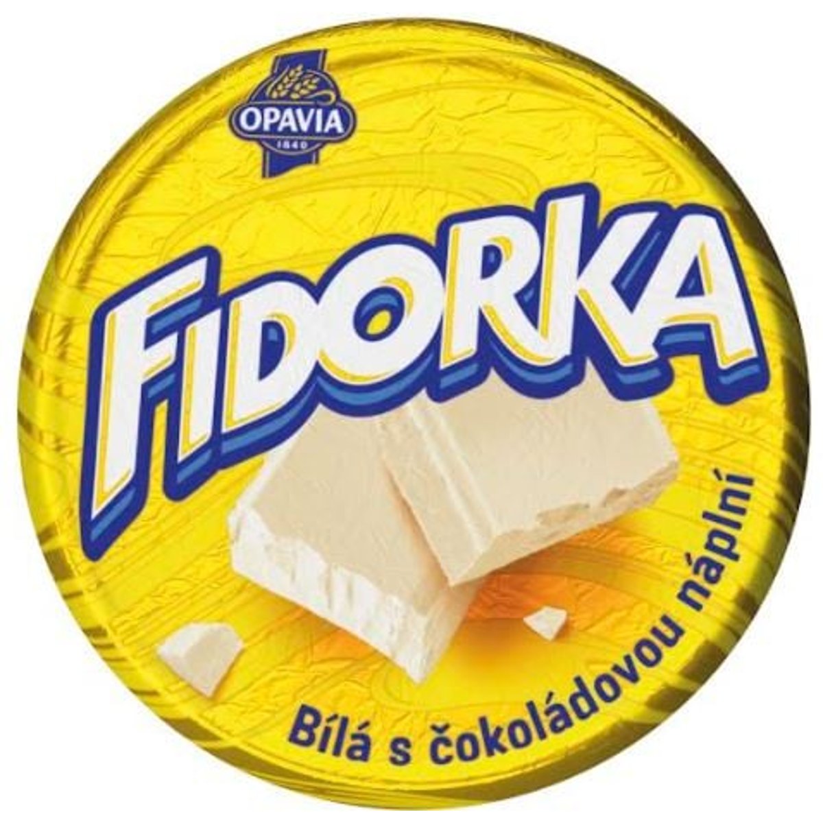 Opavia Fidorka Bílá s čokoládovou náplní žlutá