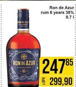 Ron de Azur rum 6 years 38%, 0,7 l