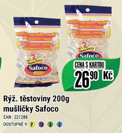 Rýž. těstoviny 200g mušličky Safoco 