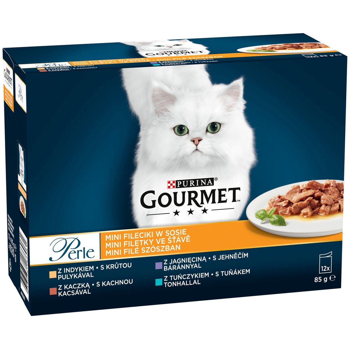 Gourmet Perle Mini filetky ve šťávě se zeleninou – mix. výběr pro kočky 12×85 g