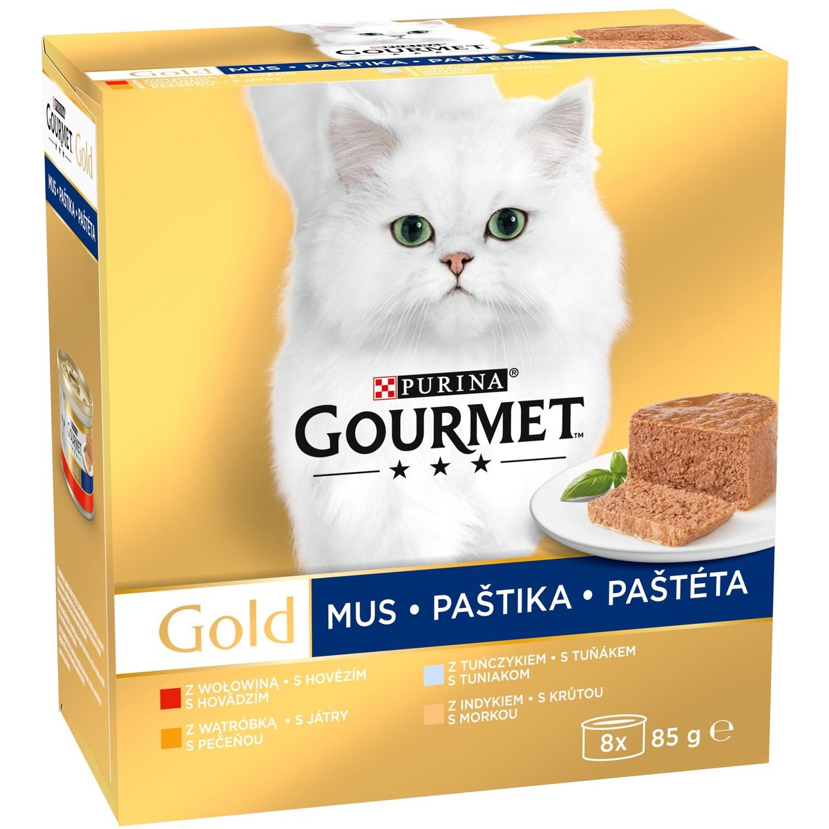 Gourmet Gold Multipack jemné paštiky 8×85 g pro kočky