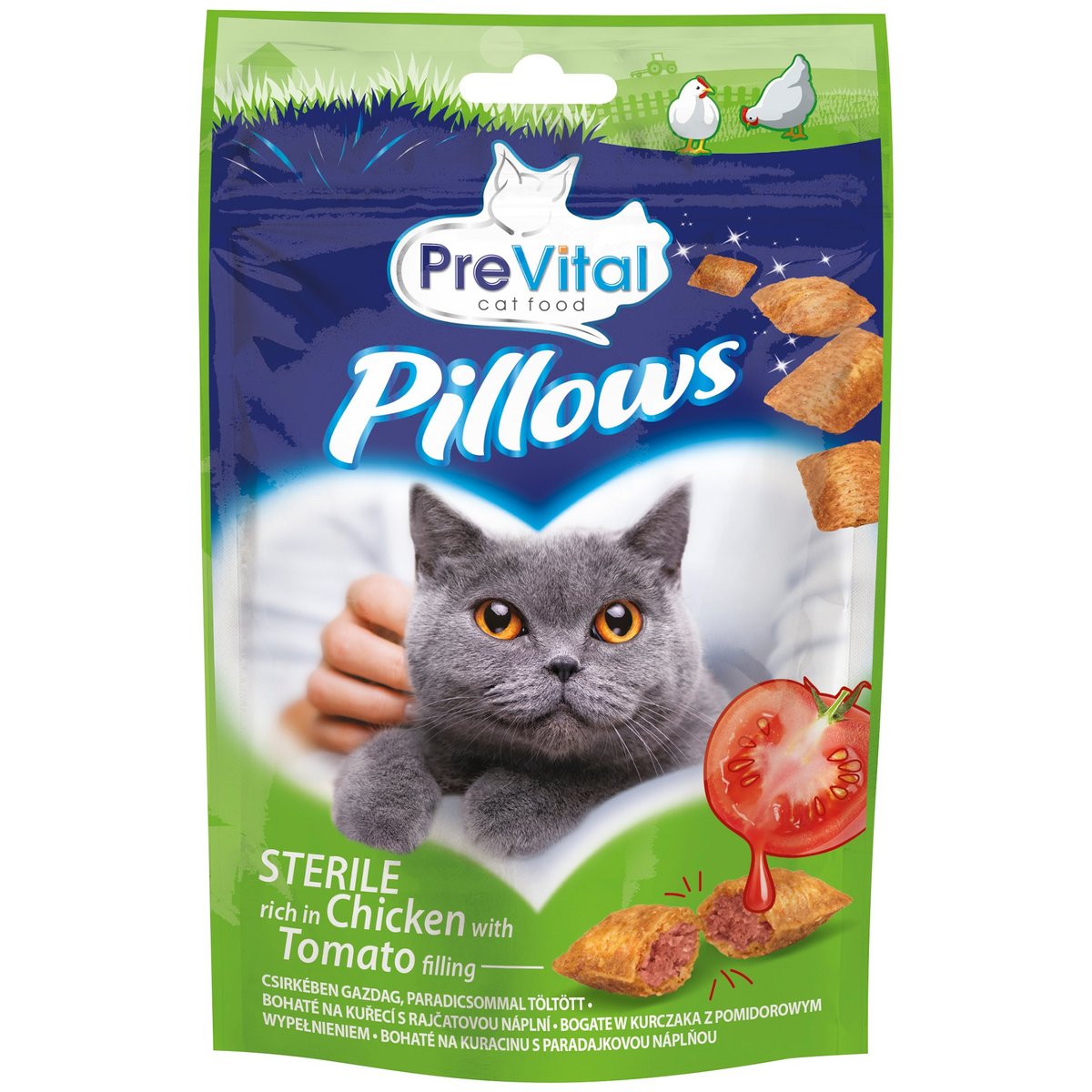 PreVital Sterille Snack pro kočky polštářky kuře a rajče
