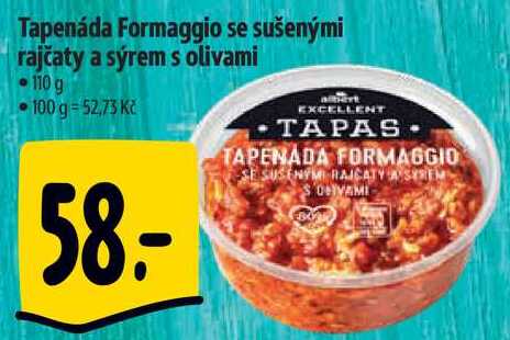 Tapenáda Formaggio se sušenými rajčaty a sýrem s olivami, 110 g 