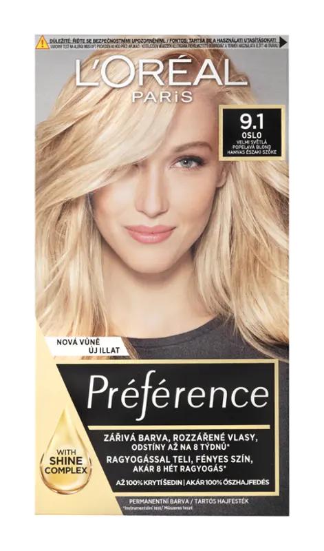L'Oréal Barva na vlasy Preference 9.1 Oslo-velmi světlá popelavá blond, 1 ks