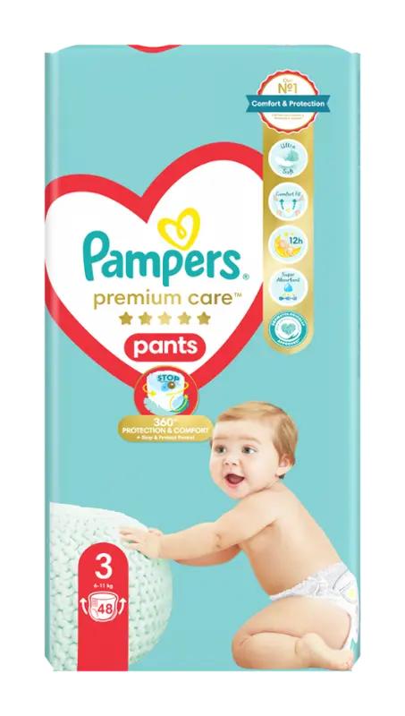 Pampers Plenkové kalhotky Premium Care 6 - 11 kg, vel. 3, 48 ks