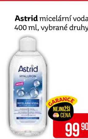 Astrid micelární voda 400 ml, vybrané druhy 