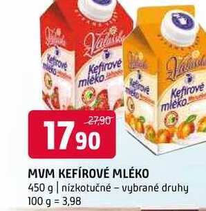 Kefírové mléko nízkotučné 450g, vybrané druhy