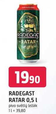 RADEGAST RATAR 0,5L pivo světlý ležák 