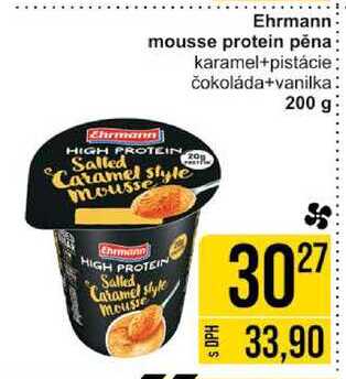 Ehrmann mousse protein pěna karamel+pistácie čokoláda+vanilka: 200 g