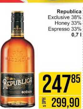 Republica Exclusive 38% Honey 33% Espresso 33% 0,7l