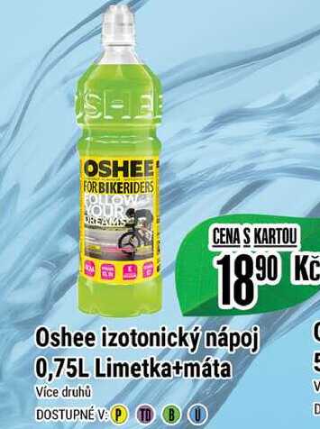 Oshee izotonický nápoj 0,75L Limetka+máta 