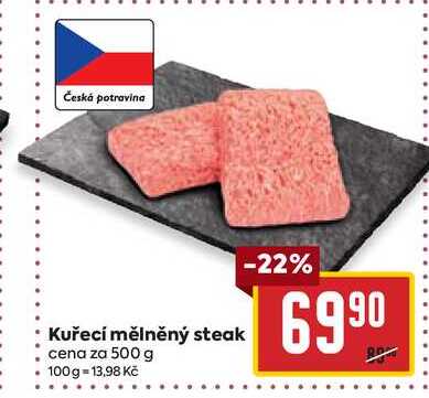 Kuřecí mělněný steak cena za 500 g