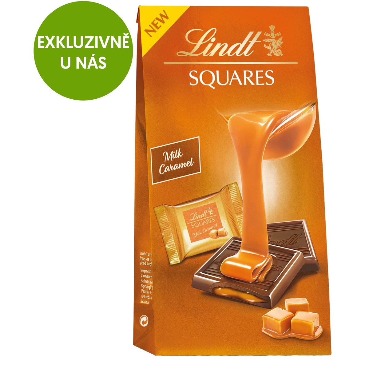 Lindt Squares mléčná čokoláda s karamelovou náplní