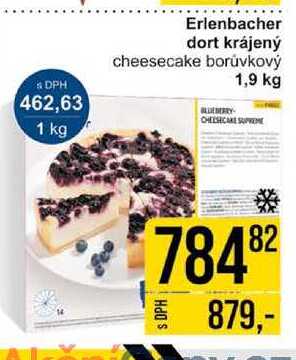 Erlenbacher dort krájený cheesecake borůvkový 1,9 kg 