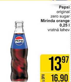 Pepsi original zero sugar Mirinda orange 0,25l