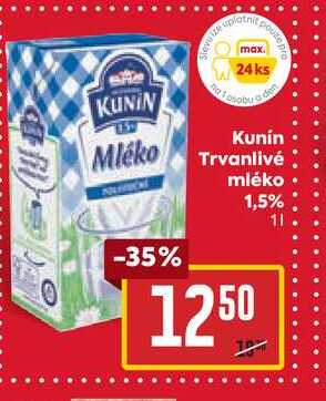 Kunín Trvanlivé mléko 1l v akci