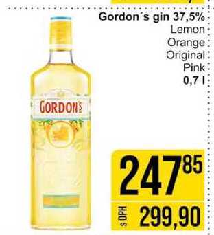 Gordon's gin 37,5% Lemon Orange Original Pink 0,7l