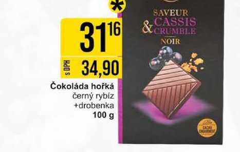 Čokoláda hořká černý rybíz +drobenka 100 g 