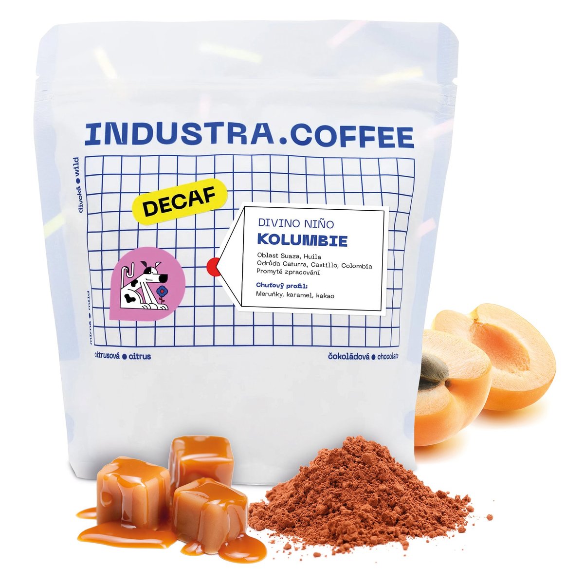 Industra.Coffee Kolumbie Divino Niňo Zrnková káva bez kofeinu