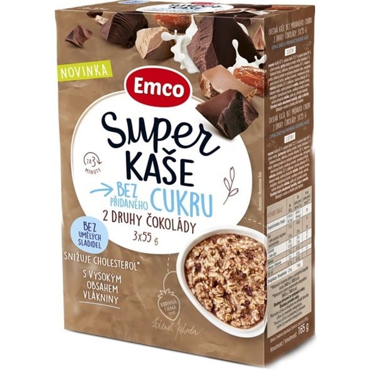Emco Super kaše 2 druhy čokolády 3×55 g