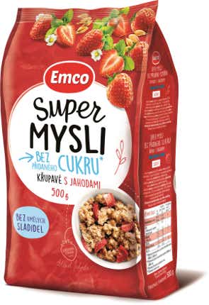 Emco Super Mysli bez přidaného cukru Křupavé s jahodami v akci