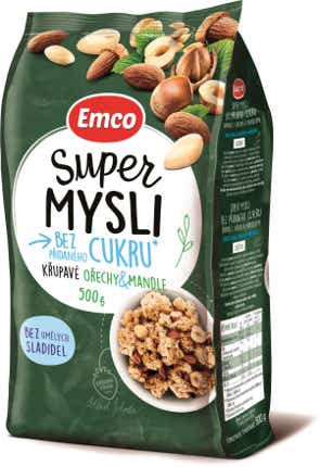 Emco Super Mysli bez přidaného cukru Křupavé Ořechy & Mandle v akci