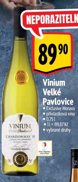   Vinium Velké Pavlovice •Exclusive Morava 0,75 l