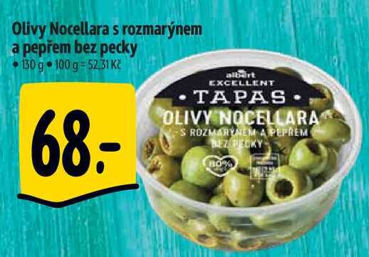 Olivy Nocellara s rozmarýnem a pepřem bez pecky, 130 g