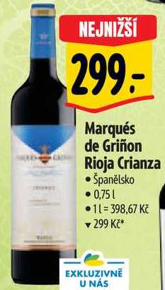 Marqués de Griñon Rioja Crianza, 0,75 l