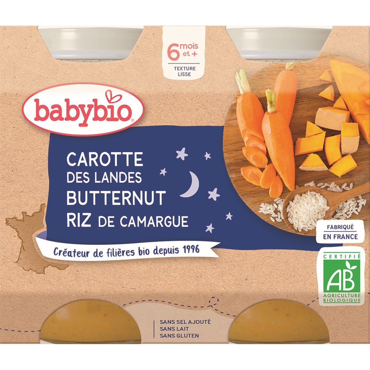Babybio BIO Mrkev, dýně a rýže – večerní (2×200g)