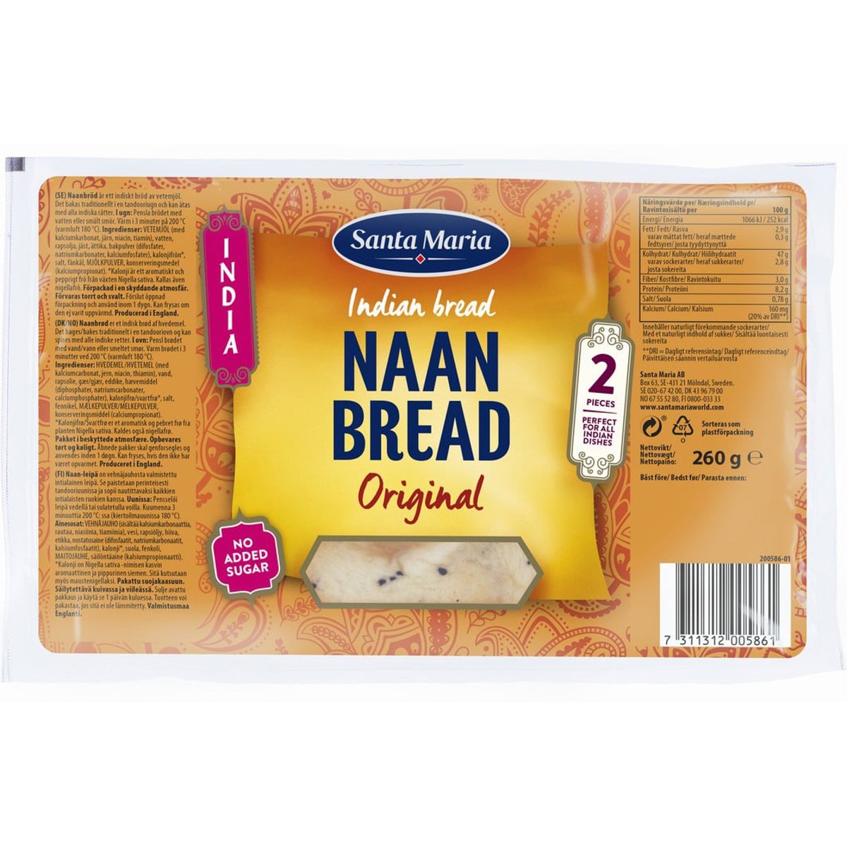 Santa Maria Naan indický chléb original 2ks