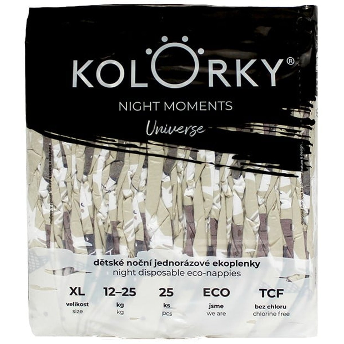 Kolorky EKO Noční jednorázové plenky XL Night moments (12–25 kg)