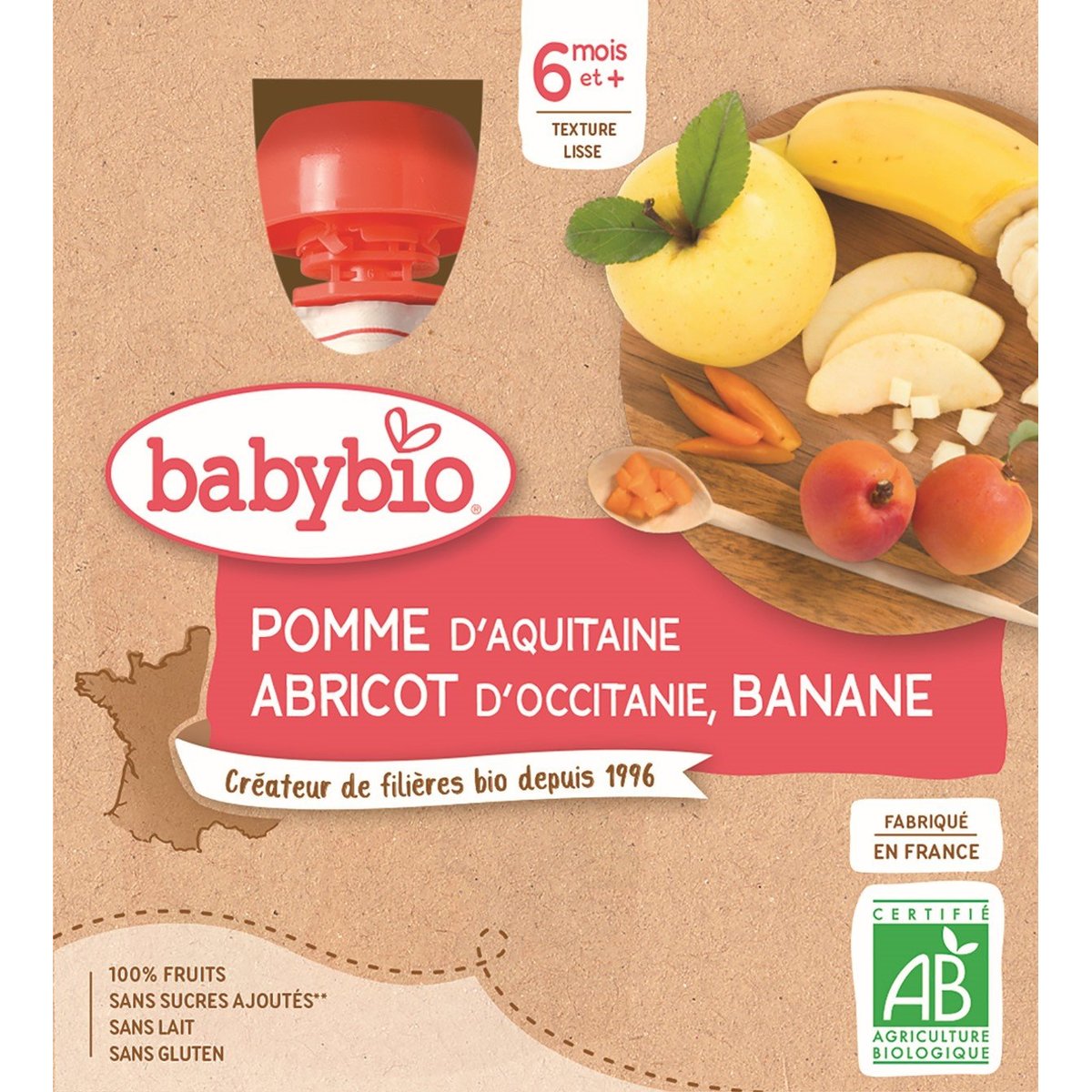 Babybio BIO Jablko meruňka banán (4×90g)