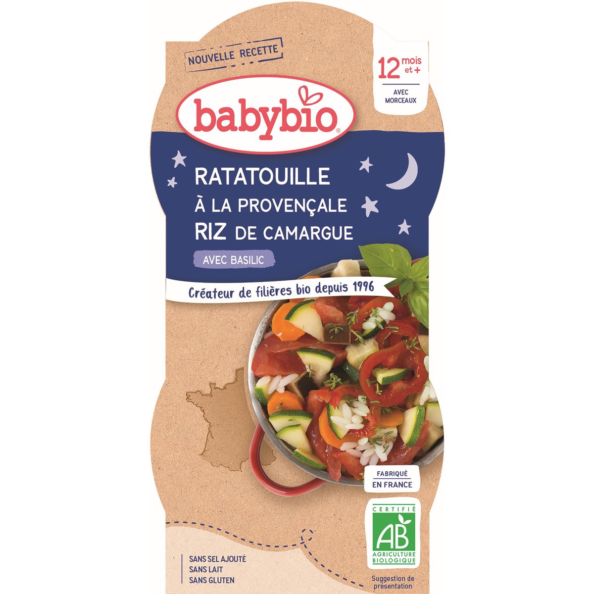 Babybio BIO Ratatouille po provensálsku s rýží – večerní (2×200g)