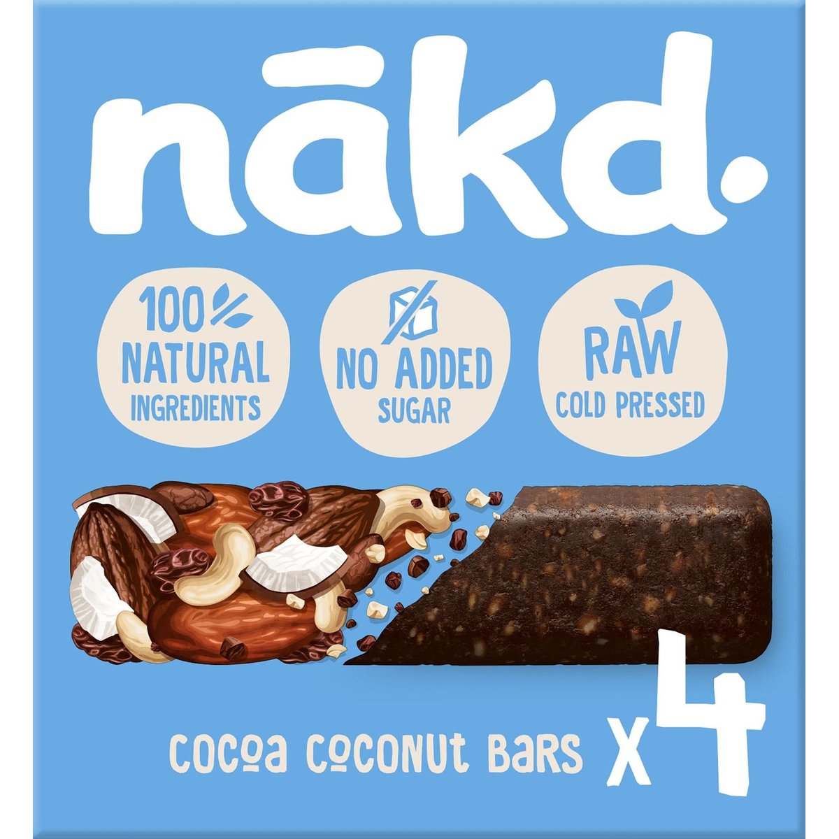 NAKD Cocoa Coconut RAW tyčinky z ovoce a ořechů s kokosem 4×35 g