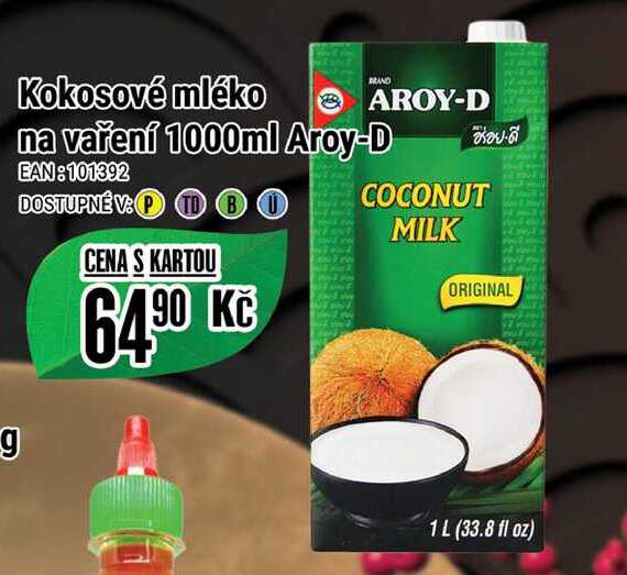 Kokosové mléko na vaření 1000ml Aroy-D 