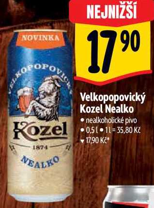 Velkopopovický Kozel Nealko, 0,5 l