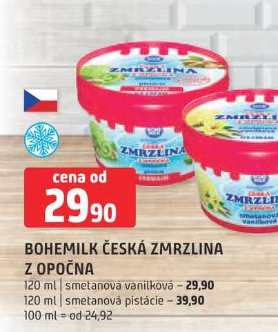 Bohemilk česká zmrzlina z opočna 120 ml smetanová vanilková  