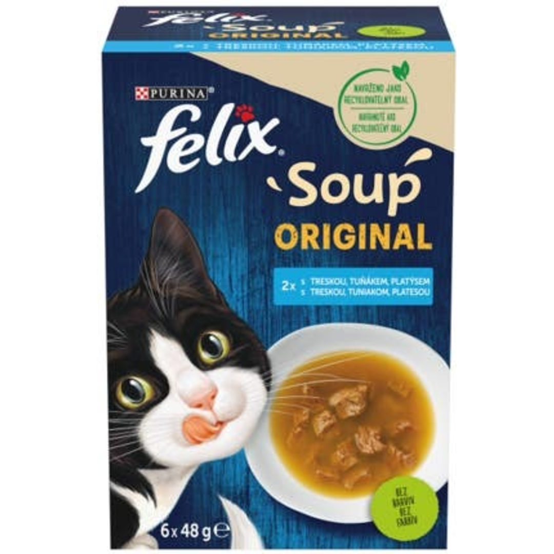Felix Soup original výběr rybích polévek pro kočky 6x48g