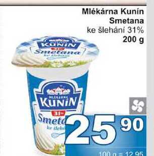 Mlékárna Kunín Smetana ke šlehání 31% 200 g
