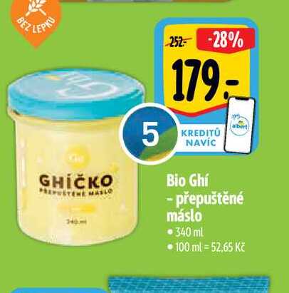   Bio Ghí - přepuštěné máslo • 340 ml  
