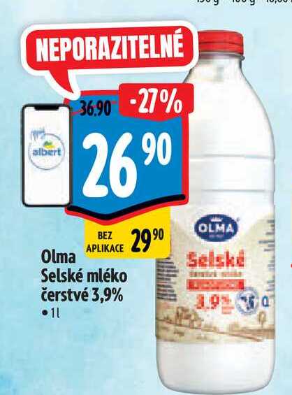  Olma Selské mléko čerstvé 3,9% 1 l