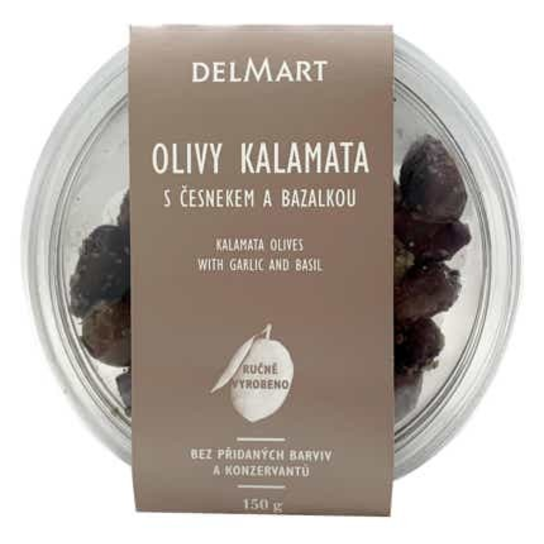 Delmart Olivy Kalamata s česnekem a bazalkou